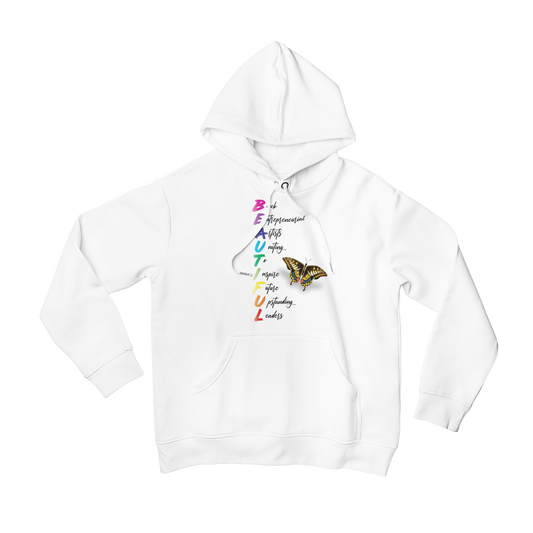 B.E.A.U.T.I.F.U.L Premium White Hoodie